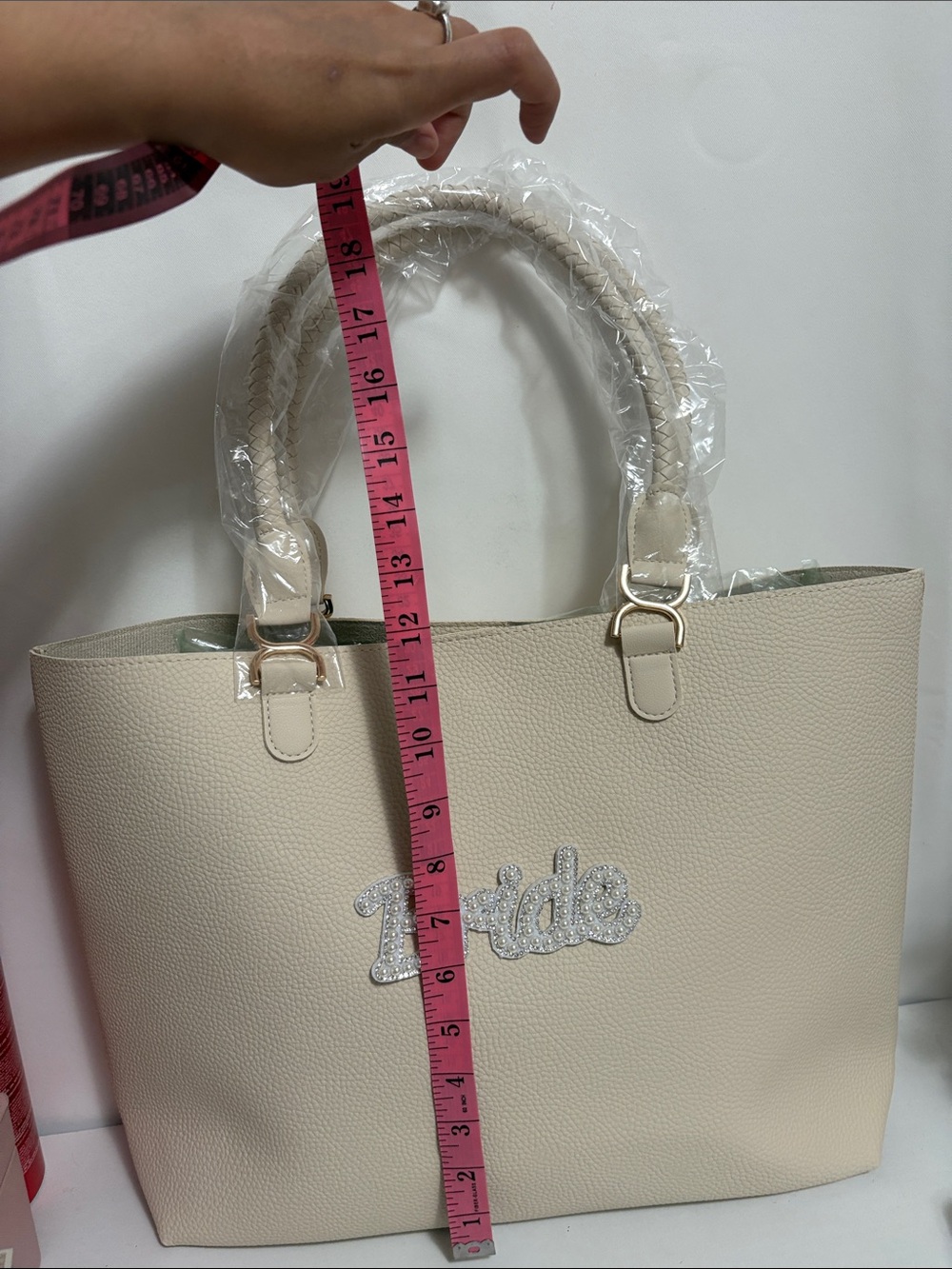 Cream 'Bride' Tote Bag with Rhinestone Script - Picture 4 of 6